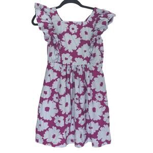 Vintage Hawaiian Print Dress Floral Print Dress Purple XS